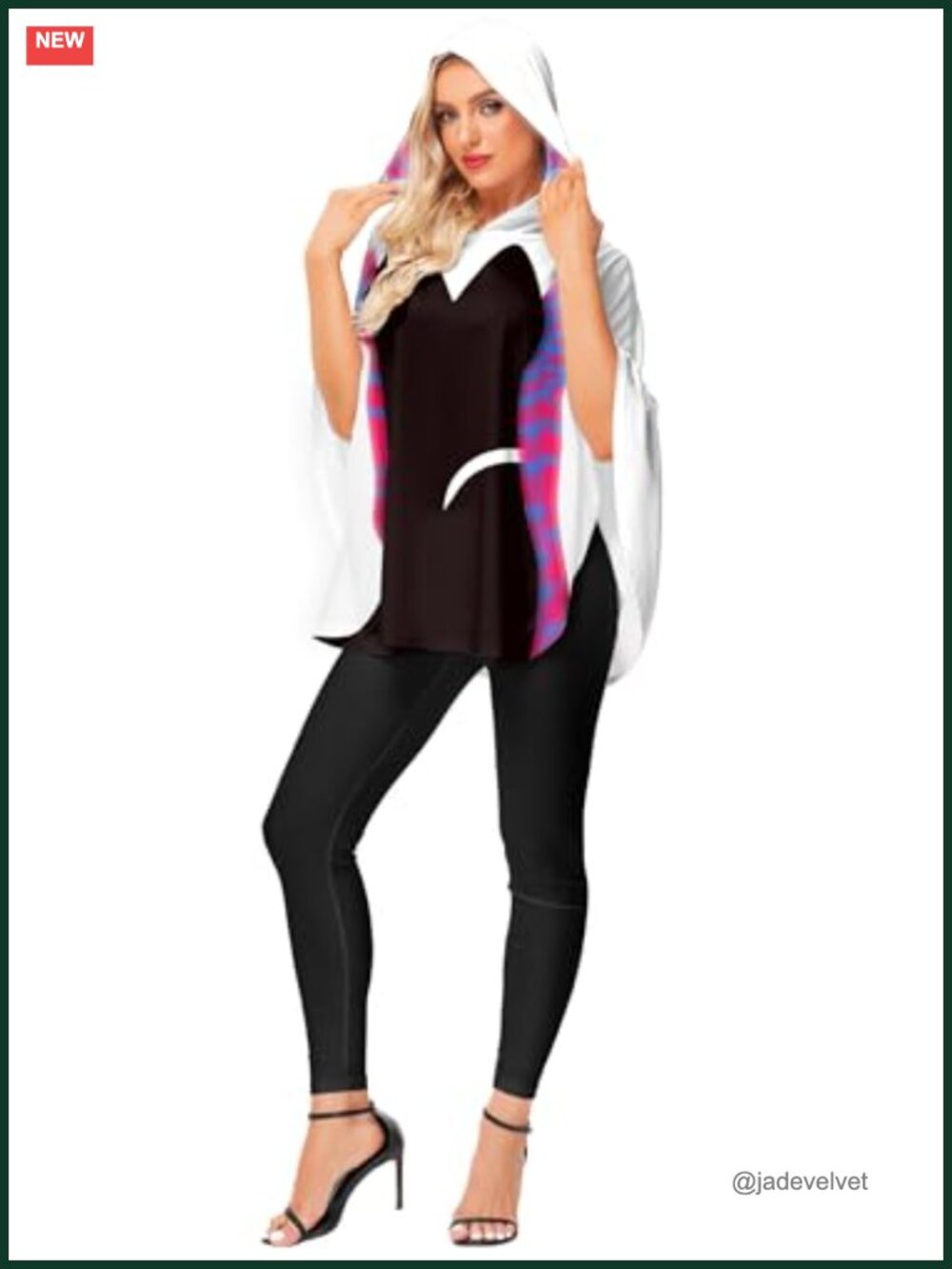 Adult Halloween Spider Web Hooded Cape Poncho Costume, Women's Cosplay Robe,